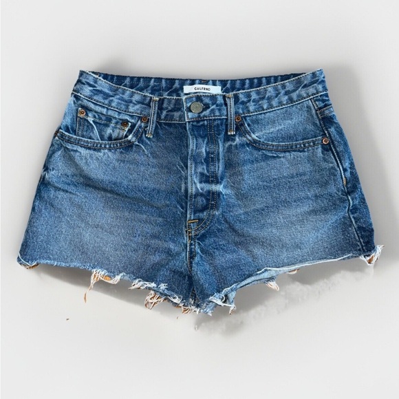 GRLFRND Cindy Denim Shorts Raw Hem Jean Medium Wash Size 27